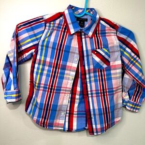 Tommy Hilfiger Red and Blue Button Down Shirt kid size 3t